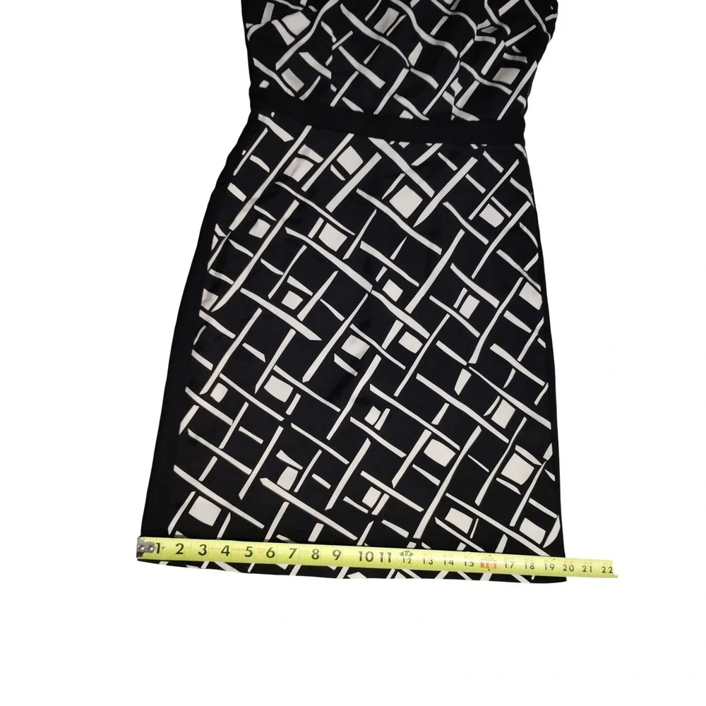 Enzo New York Black White Geometric Sheath Dress Women Size 4 Knee Length - Picture 6 of 11